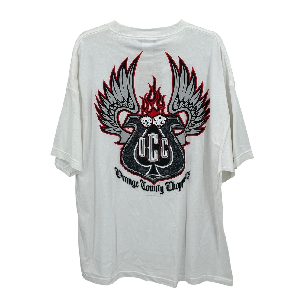 Vintage Orange County Choppers Shirt Mens 2XL White Graphic Motorcycle Dice 2003